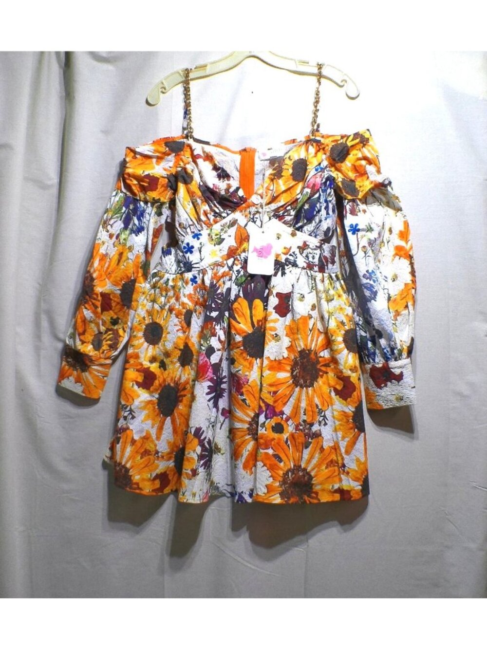 L'ATISTE Sunflower Dress Tunic Cold Shoulder NWT Large